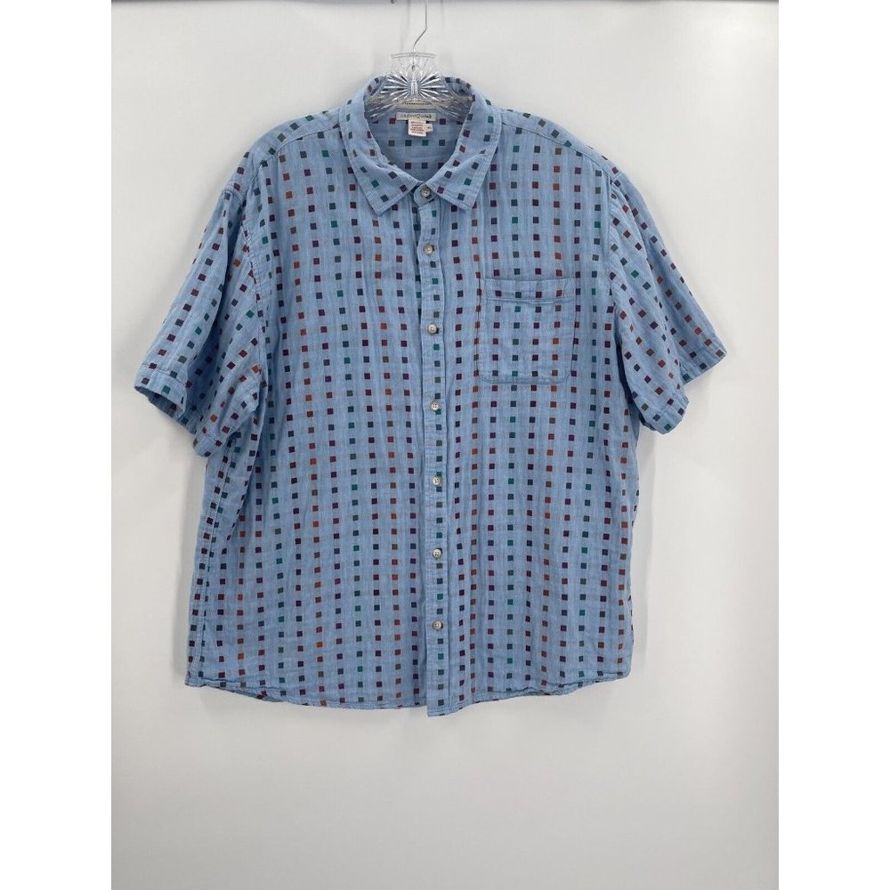 carbon 2 cobalt Mens Button Shirt Size XL 100% Cotton Short Sleeve